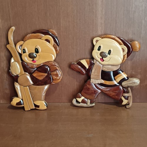 Oursons bois marquetterie - oursons, en