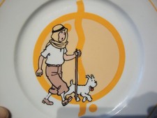 TINTIN assiette porcelaine 1993 Hergé tables et couleurs ,les cigares du pharaon