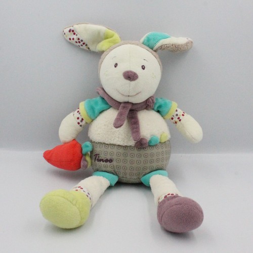 Doudou lapin blanc beige - , prune
