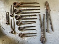 Lot of pliers antique folk art tool old workbench workshop decoration