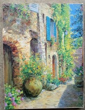 PEINTURE PAR IMPRESSION  VILLAGE MAISON  DANS LE SUD DE LA FRANCE