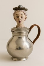 Theiere Ancienne Originale Tête De Femme Sculptée Signée 