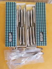 Lot 24 Couverts BSF 90 Vintage 12 Couteaux 12 Fourchettes Dessert Métal Argenté