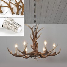 6-Lights Rustic Deer Horn