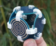 Cube 5cm Harmonisateur Lakhovsky Double Spirale, antenne Tesla MWO cuivre et or