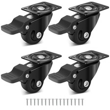 25mm Roulettes pour Meubles Petites Noires avec 4 Frein, Roulettes Pivotantes...