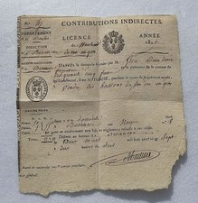 BESANCON 1827 LICENCE DE MARCHAND DE VIN EN GROS