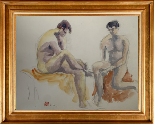 Grande aquarelle originale - originale, nus