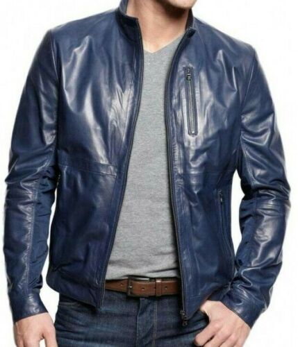 Bleu marine cuir - bleu, veste