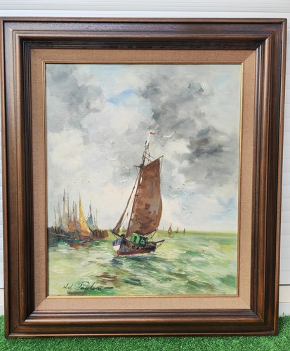 Grande huile sur - , marine