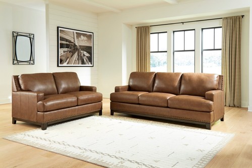 Genuine leather 2pc sofa - leather,