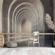 3D Wallpaper Archway Wall Mural Peel & Stick Modern Space  Door Gray 148" x 98"