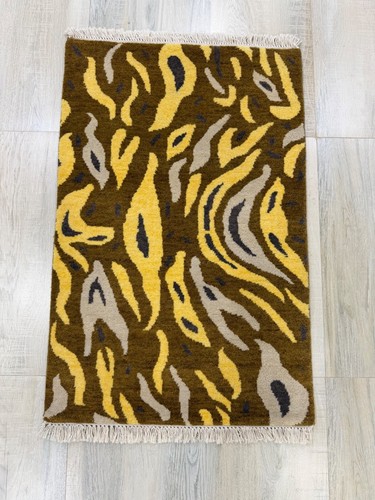 Tapis marron noué main - tapis,