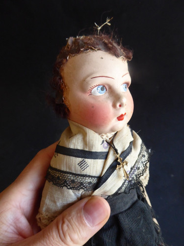 Poupée ancienne tête papier - poupée,
