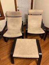 2 ikea poang armchair with matching ottoman