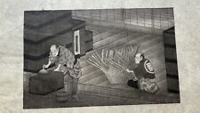Antique Japan Ink Painting on Rice or Silk Paper Ukiyo-e Sumi-e Japanese Art