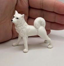 Vintage Samoyed Siberian Fluffy Husky Dog Figurine Trinket Miniature