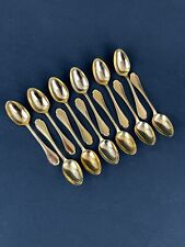 Douze Cuillères À Moka Alfénide (Christofle) En Métal Doré Modèle Pompadour