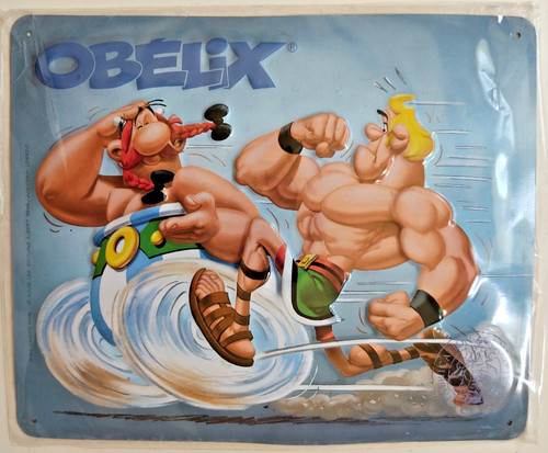 Plaque métal obélix aux jeux - métal,