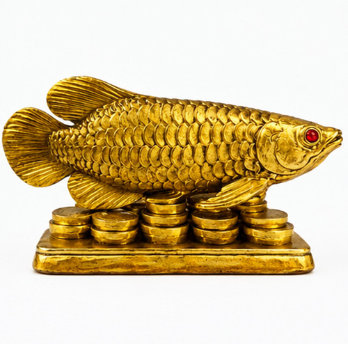Statue poisson doré - , en