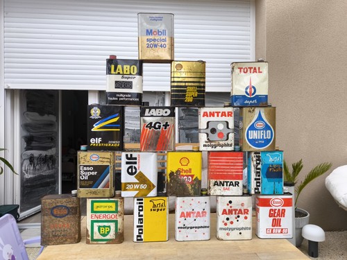 Lot anciens bidons huile - bidons, d'huile