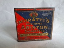 Ancienne boite 20 cigarettes Muratti's gold tipped Ariston, métal lithographié