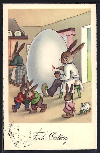 Lapin pâques peint - lapin, un