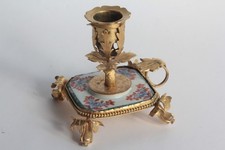18th Century Gilded Copper and Porcelain Hand Candle Holder (60433)