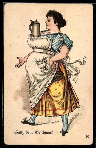 Serveuse porte une chope - la,