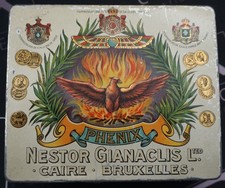 GREECE-EGYPT Nestor Gianaclis Phenix   100  Cigarette Tin box Brussels 1910s