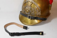 Jugulaire casque de Sapeur-Pompier modèle 1895 cuir noir, repro.