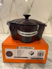 Le Creuset Cocotte Fleur Flower 20cm 7.3/4" 2L 2.1/4qt Cassis Cast Iron USED