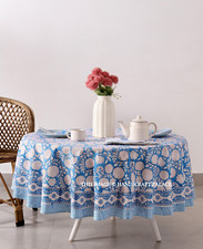 Nappe Ronde Bleue Et Blanche
