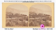 MENTON, CÔTE D'AZUR, VUE PANORAMIQUE DE LA VILLE, STÉRÉO circa 1870 -V359