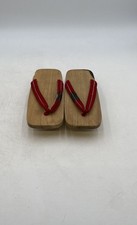 Vintage Traditional Japanese Kimono Beige Two Teeth Wooden Platforms Geta Shoes
