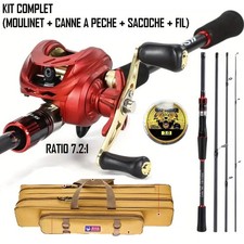 Kit complet Canne à pêche 1.8M avec moulinet casting et sacoche de pêche + fil