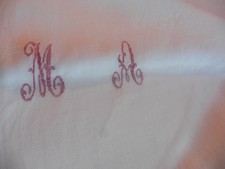 ANCIEN DRAP LIN CREME"MA"ROUGE