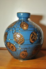 Large Ceramic Art Deco Style Ball Vase Chinese Lantern Decor
