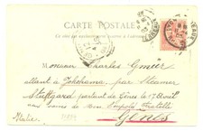 FRANCE 1903 PPC - PM = LYON TERREAU = TO ITALY VF 