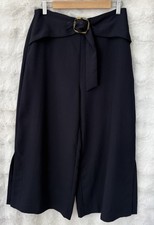 VERONIKA MAINE Black Belted Waist Relaxed Wide Leg Culottes Pants Size 10
