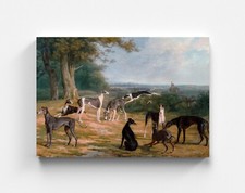 Tableau sur toile Jacques-Laurent Neuf lévriers dans un paysage fresque art