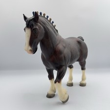 Vtg Breyer Horse Traditional Clydesdale Stallion Gold & Blue Bobs USA Dark Brown