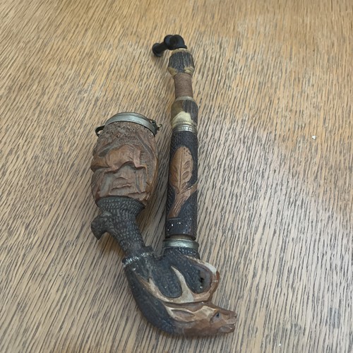 Pipe sculptée bois corne - bois, et