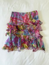 Rene Derhy Floral Ruffled Beaded Skirt M