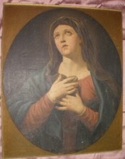 Tableau huile XIXème Vierge