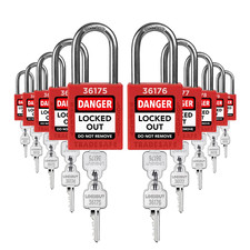 10 candados de seguridad Lockout Tagout Lock-loto con llaves diferentes. VIP