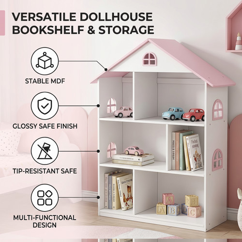 Wooden dollhouse bookshelf - dollhouse,