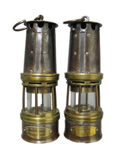 Paire De Lampes De Mineur Dufrane Castiau De Reconnaisance.