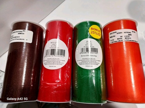 Tulle rolls asst - 15, rolls,