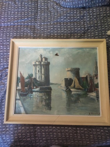 Ancien tableau huile - sur, toile
